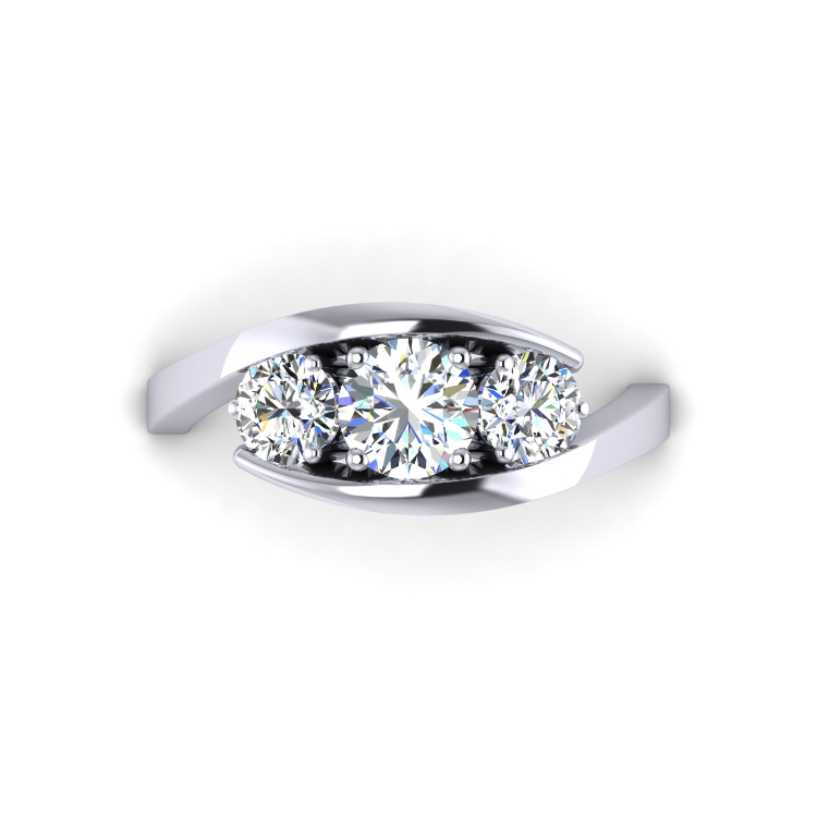 Platinum Diamond Triology Ring Looking Down View